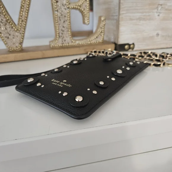 kate spade Black Studded Wristlet 3.25 x 6.25 inches - Picture 9 of 13